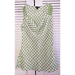 Banana Republic Sz S Green Polka Dot Cowl Neck Sleeveless Blouse Chic Workwear